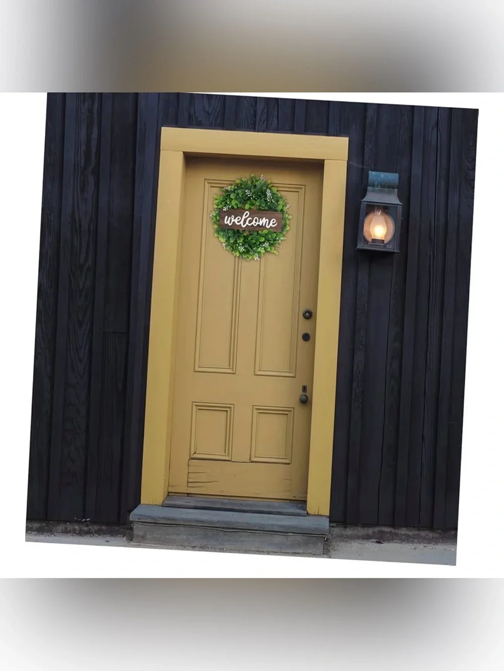 Welcome Green Boxwood Wreath Wall Hanging - 13”, New